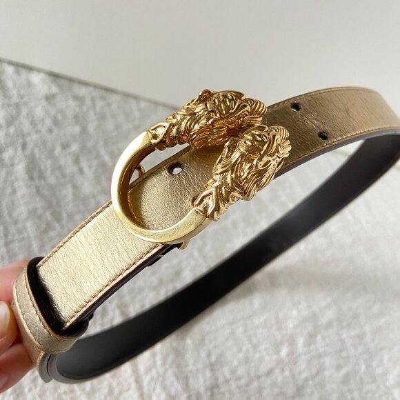 Vintage Gucci 1980s Dionysus Gold Belt - Adjustable - Fits 26"-28" Waist - Picture 1 of 10